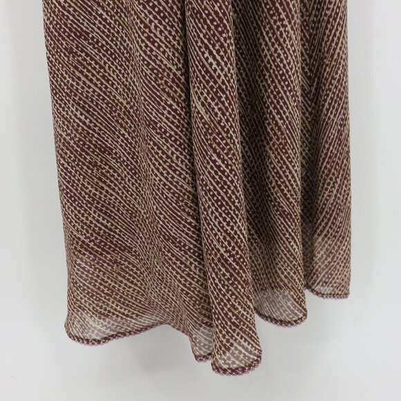 J Crew Women 14 All Silk Brown Beige Multicolor Geometric Stripe Maxi Dress Y2K - Picture 3 of 11